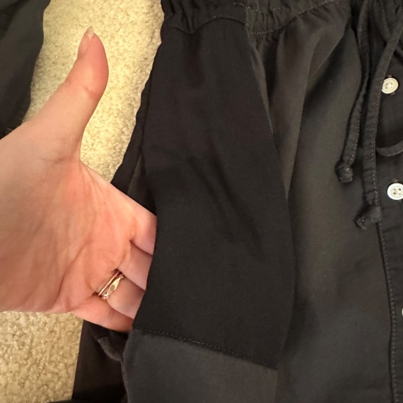 Gap Shirt Dress Black/Gray Color Block w/ Pockets, Button Front, Mid-Length Sz 4 - Picture 6 of 6